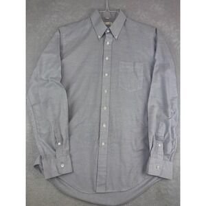 Oakbrook Mens 15.5X34 Gray Button Down Dress Shirt Long Sleeve Cotton‎ Blend